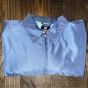 Chaps Men’s Large lightweight Navy Jacket plaid Lined Full Zip, 2 pocket